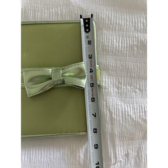 Pastel Green Notebook Bow Coquette Snap Closure Lined Metallic Girly Coastal - Picture 6 of 6